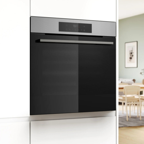 Serie 6, духовой шкаф электрический, 60 см, 66 л,нержавеющая сталь,сенсорное управление, 8 режимов+AutoPilot 30(30 автоматических программ), LCD-дисплей, галогенное освещение, самоочистка EcoClean,Soft Open and Soft Close door,телескопические направляющие