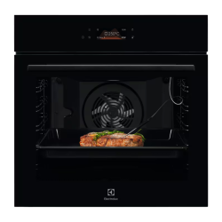 Встраиваемые электрические духовки ELECTROLUX/ Духовой шкаф AssistedCooking с пиролизом, основной цвет - черное стекло, сенсорное управление, цветной ЖК-дисплей, электронное регулирование времени и температуры, будильник,  таймер отключения, отложенный ст