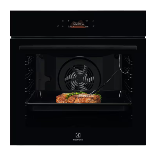 Встраиваемые электрические духовки ELECTROLUX/ Духовой шкаф AssistedCooking с пиролизом, основной цвет - черное стекло, сенсорное управление, цветной ЖК-дисплей, электронное регулирование времени и температуры, будильник,  таймер отключения, отложенный ст