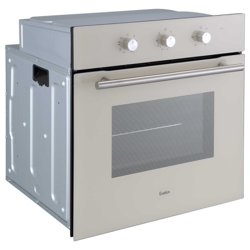 Духовой шкаф встраиваемый полноразмерный, 60 см, 8 режимов,  объем духовки 65л, поворотные переключатели, панель управления - бежевое стекло, универсальный противень, решетка-гриль, двойное стекло дверцы, легко-съемное большое внутреннее стекло Full Glass