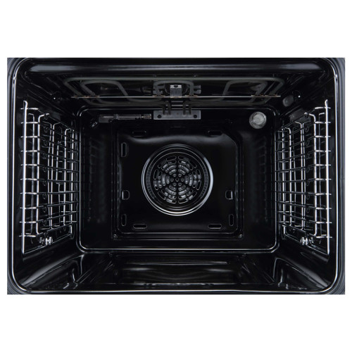 Духовой шкаф встраиваемый полноразмерный, 60 см, 8 режимов,  объем духовки 70л, утапливаемые переключатели, дисплей Snow White, хромированные боковые решетки, панель управления - нержавеющая сталь, универсальный противень, решетка-гриль, двойное стекло дв