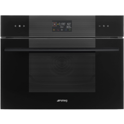 Встраиваемая электрическая духовка SMEG/ Компактный высотой 45 см, Коллекция: Linea, Цвет: черный, Программатор: Сенсорный, Дисплей: Цифровой, Количество функций приготовления: 11, Очистка: Паровая