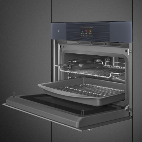 Встраиваемый духовой шкаф SMEG/ Встраиваемый духовой шкаф SMEG, высота 45 см, 25 функций, Multitech, сенсорное управление, функция пара/очистка паром, цвет серый