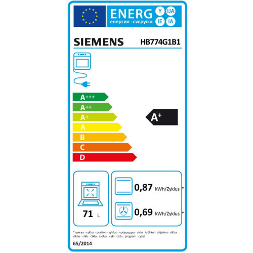 Встраиваемый духовой шкаф SIEMENS/ Электрический духовой шкаф с конвекцией, объем 71 л, 13 режимов, очистка пиролитическая + паровая, направляющие проволочные