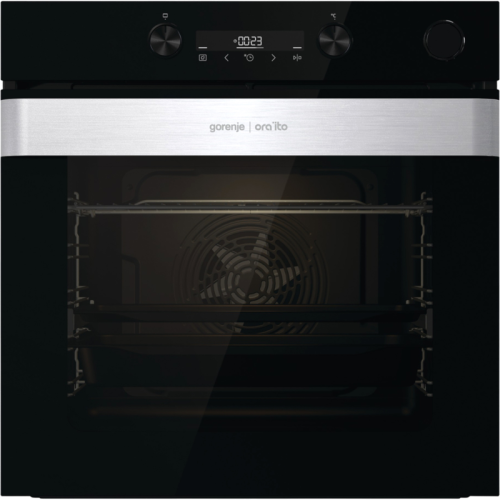 Встраиваемый духовой шкаф GORENJE/ Коллекция: Ora-Ito, Тип: независимый, Габаритные размеры (ВxШxГ), см: 59.5 х 59.5 х 56.4, Цвет: черный, Количество режимов: 11, Тип очистки: паром AquaClean, Телескопические направляющие: на 1 уровне