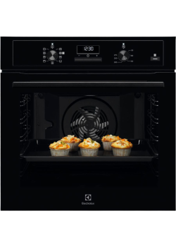 Встраиваемая электрическая духовка ELECTROLUX/ Встраиваемая электрическая духовка ELECTROLUX EOF5C50BZ Духовой шкаф SurroundCook, основной цвет - черный, утапливаемые переключатели, таймер отключения, отложенный старт, будильник, хромированные направляющи