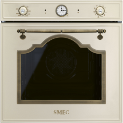 Встраиваемый духовой шкаф SMEG/ Встраиваемый духовой шкаф SMEG, 60 см, Cortina, 50-260 градусов, часы/таймер, галогенная подсветка, 9 режимов, поворотные переключатели Cortina, пиролиз, автоматическое отключение, петли Soft Close, полезный объем 65 л, цве