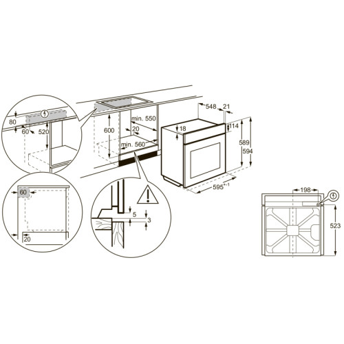 Встраиваемая электрическая духовка ELECTROLUX/ Духовой шкаф с конвекцией, объем 72 л, 8 режимов, очистка каталитическая задняя стенка, 2 стекла в дверце, направляющие проволочные + телескопические (1 уровень)