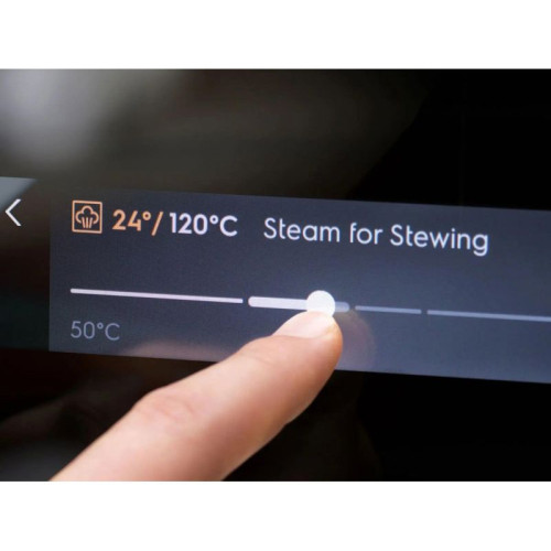 Встраиваемые электрические духовки ELECTROLUX/ электрический духовой шкаф с конвекцией, приготовление на пару, объем 70 л, 22 режима, автопрограммы, очистка паровая, направляющие проволочные + телескопические (1 уровень), термощуп