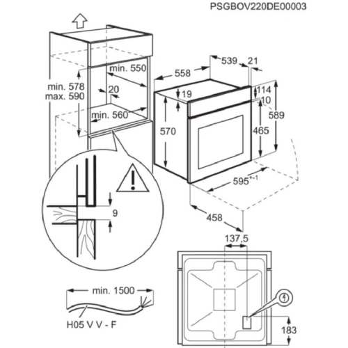 Встраиваемый духовой шкаф ELECTROLUX/ Встраиваемый духовой шкаф ELECTROLUX EOF3H50BX 60 см, 65 л, 8 режимов, 59.4x59.5x56.9 см, очистка паром, нержавеющая сталь,1-уровневые телескопические направляющие.