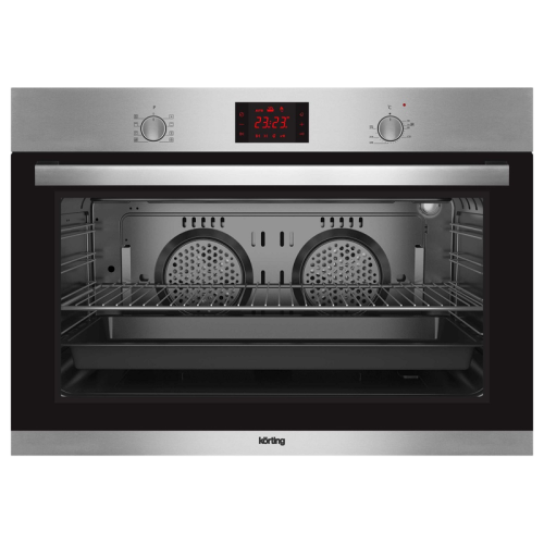 Встраиваемый духовой шкаф Korting/ Встраиваемый духовой шкаф, 90 см, поворотные утапливаемые регуляторы, объем 101 л, мощность 3600 Вт, гриль, 3 стекла у дверцы, автоматическое отключение, 8 режимов, эмаль легкой очистки, энергопотребление А, цвет нержаве
