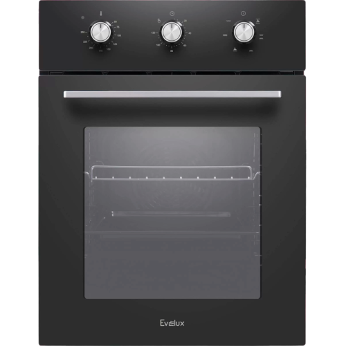 электрический духовой шкаф встраиваемый узкий, 45 см, 6 режимов,  объем духовки 50л, утапливаемые переключатели, хромированные боковые решетки, панель управления -  черное стекло, универсальный противень, решетка-гриль, тройное стекло дверцы, легко-съемно
