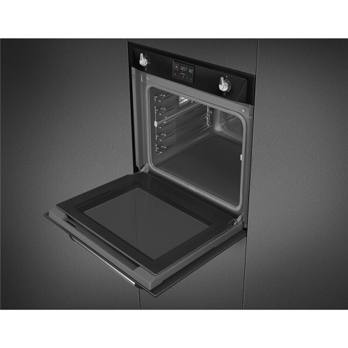 Встраиваемый духовой шкаф SMEG/ Многофункциональный духовой шкаф с пароувлажнением и пиролизом, 60 см, 12 функций, цвет чёрный, Victoria