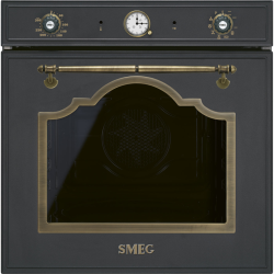 Встраиваемый духовой шкаф SMEG/ Встраиваемый духовой шкаф SMEG, 60 см, Cortina, 50-260 градусов, часы/таймер, галогенная подсветка, 9 режимов, поворотные переключатели Cortina, пиролиз, автоматическое отключение, петли Soft Close, полезный объем 65 л, цве