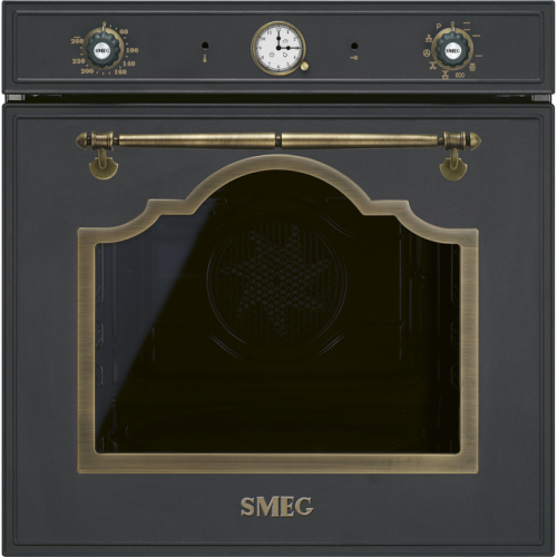 Встраиваемый духовой шкаф SMEG/ Встраиваемый духовой шкаф SMEG, 60 см, Cortina, 50-260 градусов, часы/таймер, галогенная подсветка, 9 режимов, поворотные переключатели Cortina, пиролиз, автоматическое отключение, петли Soft Close, полезный объем 65 л, цве