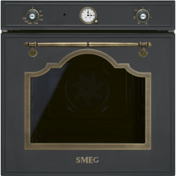 Духовой шкаф Smeg/ Многофункциональный духовой шкаф, 60 см, 6 функций, цвет антрацит, фурнитура латунная