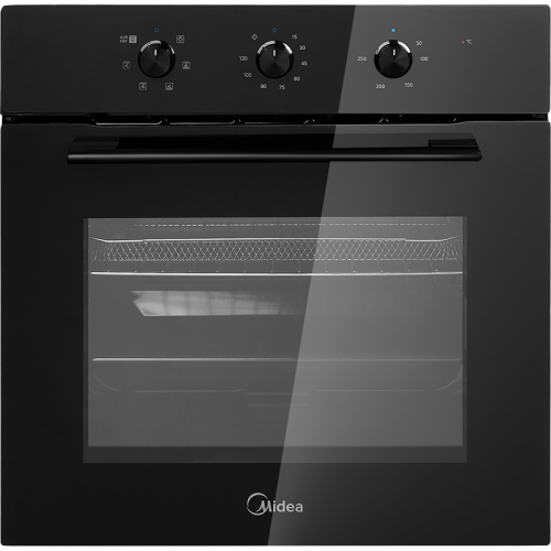 Встраиваемый духовой шкаф Midea/ MDK/Встраиваемый духовой шкаф Midea, объем 60 л, механический программатор, 6 режимов, утапливаемые переключатели, цвет черное стекло