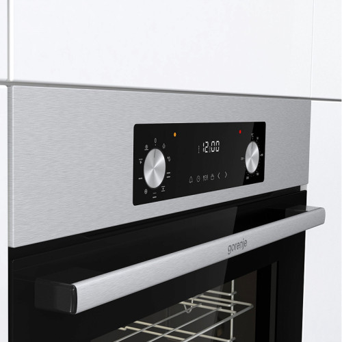 Духовой шкаф Gorenje/ Духовой шкаф Gorenje BO6737E02NX Духовой шкаф Gorenje, полезный объем 73 л, механическое управление, сенсорный программатор IconLED, многоуровневое приготовление, дверца CompactDoor 2 стекла + 1 термослой, эмаль EcoClean, очистка пар