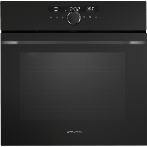 Встраиваемый духовой шкаф, электрический, 76 л, 13 режимов, сенсорное управлени, гидролизная очистка, гриль, конвекция, таймер, телескопические направляющие, дисплей, черное матовое стекло