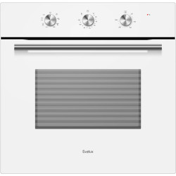 Духовой шкаф встраиваемый полноразмерный, 60 см, 8 режимов,  объем духовки 65л, поворотные переключатели, панель управления - белое стекло, универсальный противень, решетка-гриль, двойное стекло дверцы, легко-съемное большое внутреннее стекло Full Glass, 