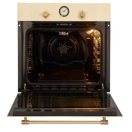 Газовый духовой шкаф EVELUX, Retro, объем 67 л, поворотные переключатели, таймер, автоматическое отключение, конвекция, 4 режима, традиционная очистка, 2 стекла в дверце, цвет бежевый