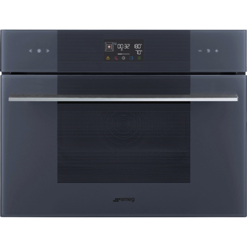 Встраиваемый духовой шкаф SMEG/ 45 см, с паром, Linea, паровая очистка, 12 программ, 41 л, серый цвет