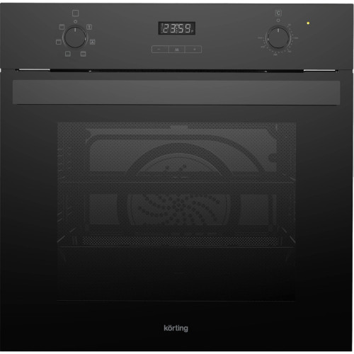 Встраиваемый духовой шкаф/ Духовой шкаф, 6 режимов, утапливаемые поворотные регуляторы, телескопические направляющие, каталитическая очистка, черное стекло