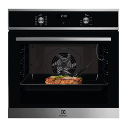 Встраиваемая электрическая духовка ELECTROLUX/ Духовой шкаф с конвекцией, объем 72 л, 8 режимов, очистка каталитическая задняя стенка, 2 стекла в дверце, направляющие проволочные + телескопические (1 уровень)