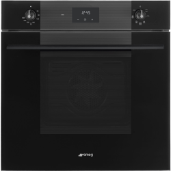 Встраиваемые электрические духовки SMEG/ Многофункциональный духовой шкаф, 60 см, 6 функций, Deep Black (чёрное стекло). Класс энергопотребления А