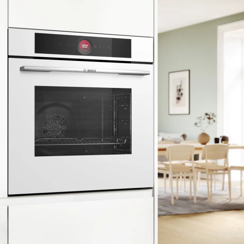 Встраиваемая электрическая духовка BOSCH/ Встраиваемая электрическая духовка BOSCH HBG7741W1 Встраиваемый духовой шкаф с 14 режимами нагрева,контроль температуры от 30 °C до 300 °C,объем 71 л,Eco Clean Direct,TFT сенсорный дисплей,дверь с SoftClose и Soft