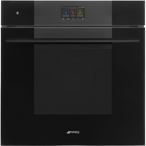 Духовой шкаф Smeg/ Духовой шкаф Smeg, 26 функций, 150 автоматических программ, СВЧ, пар, очистка VaporClean, дисплей, сенсорное управление, термощуп, таймер, 4 стекла в дверце, полезный объем 68 л, цвет черный
