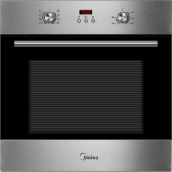 Духовой шкаф Midea/ MDK/Электрический мультифункциональный духовой шкаф, 7 режимов + освещение, электронный программатор + цифровой LED дисплей, утапливаемые переключатели, корпусные направляющие для противней, 3 стекла, объем 65 литров, цвет - нержавею