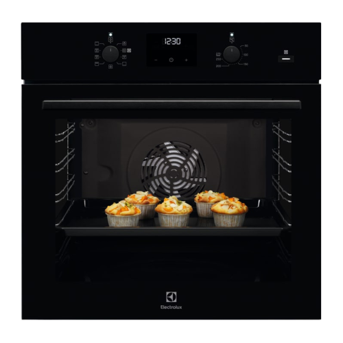 Встраиваемые электрические духовки ELECTROLUX/ электрический шкаф с конвекцией, приготовление на пару Steam Bake, объем 72 л, утапливаемые переключатели, 8 режимов, очистка каталитическая, направляющие проволочные + телескопические (1 уровень)