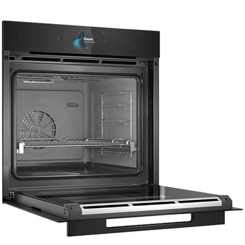 Accent Line. Serie 8, духовой шкаф-пароварка,черный, 24 режима,функция приготовление на пару 100%, 4-слойное остекление, 3 цветных текстовых TFT-дисплея 2,5