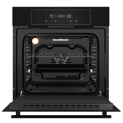 Тип: электрический 60 см, 60 л, таймер, 8 функций, сенсорное управление, гидролизный тип очистки, черный