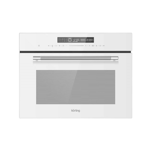 Встраиваемый духовой шкаф Korting/ Встраиваемый духовой шкаф Korting OKB 3260 CSGW MW Компактный духовой шкаф с функцией СВЧ, высота прибора 45 см, электронное сенсорное управление Full TouchControl, LЕD дисплей белого цвета Cold White, 10 режимов нагрева