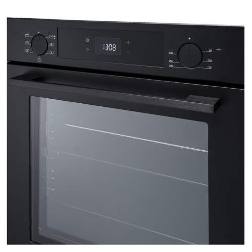 Встраиваемый духовой шкаф/ Crystal, 59.8 х 59.5 x 56 см, 7 режимов нагрева, гриль, LED дисплей белого цвета, таймер, телескопические направляющие одного уровня, Soft Close, черный