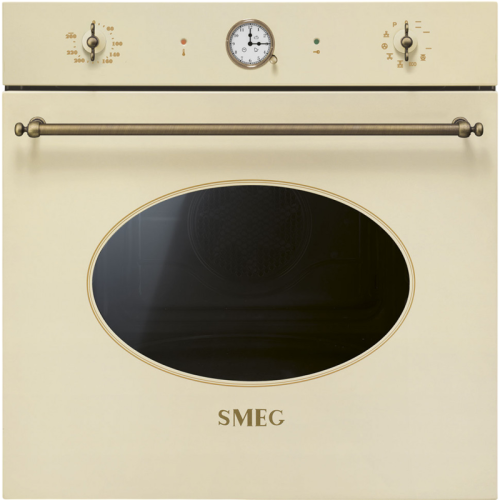 Встраиваемый духовой шкаф SMEG/ Встраиваемый духовой шкаф SMEG, 60 см, Coloniale, 50-260 градусов, часы/таймер, галогенная подсветка, 9 режимов, поворотные переключатели Coloniale, пиролиз, автоматическое отключение, петли Soft Close, полезный объем 65 л,