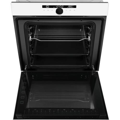 Встраиваемый духовой шкаф, электрический, 76 л, 13 режимов, сенсорное управлени, гидролизная очистка, гриль, конвекция, таймер, телескопические направляющие, дисплей, белое стекло