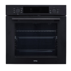 Встраиваемый духовой шкаф/ Crystal, 59.8 х 59.5 x 56 см, 7 режимов нагрева, гриль, LED дисплей белого цвета, таймер, телескопические направляющие одного уровня, Soft Close, черный