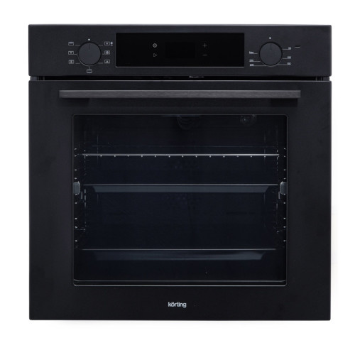 Встраиваемый духовой шкаф/ Crystal, 59.8 х 59.5 x 56 см, 7 режимов нагрева, гриль, LED дисплей белого цвета, таймер, телескопические направляющие одного уровня, Soft Close, черный