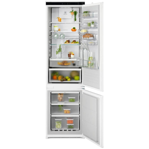 Встраиваемые холодильники  ELECTROLUX/ Холодильник комбинированный, встраиваемыйTwinTech 600, скользящие направляющие, No Frost (морозильная камера), сенсорное управление, полезный объём: 269 л (207 + 62 л), зона свежести, перенавешиваемые двери,полка для