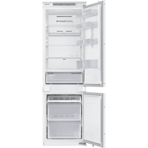 Встраиваемый холодильник Samsung/ 177.5x54x55, Встраиваемый холодильник, All-Around Cooling, 267 л, Full No Frost, инверторный уомпрессор, SpaceMax, Зона свежести, полка Easy Slide, скользящие направляющие