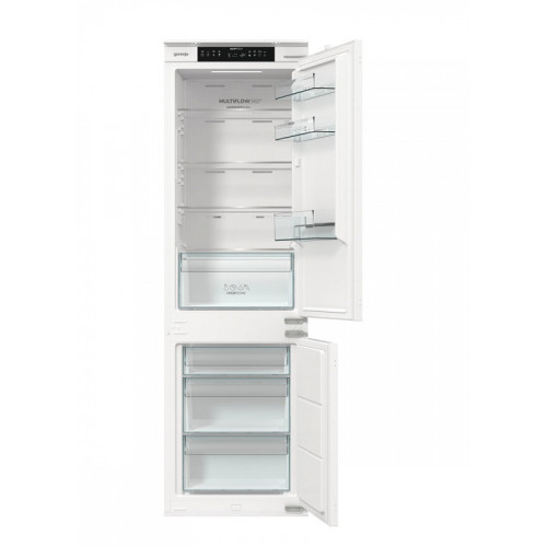 Встраиваемый холодильник Gorenje/ Встраиваемый холодильник Gorenje, полезный объем 243 л, электронное управление, цифровой дисплей, NoFrost Dual, Multiflow 360, LED освещение, слайдерное крепление, инверторный компрессор, энергоэффективность А+, уровень ш