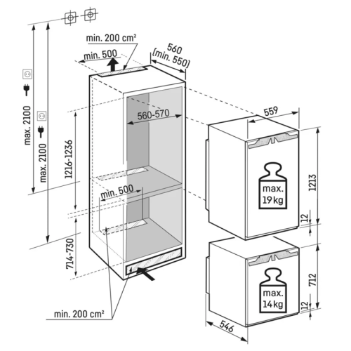 Встраиваемый холодильник LIEBHERR/ Combination IRBci 4150-22 001 +IFNbi 3553-22 001   (в нишу высотой 196 см),последователь IXRF 5655-22 001