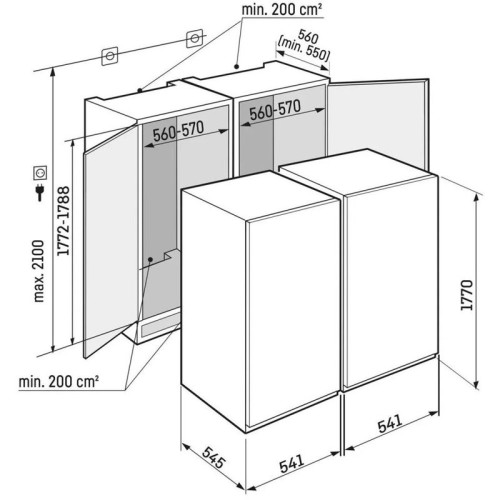 Встраиваемые холодильники Liebherr/ Встраиваемая комбинация Side-by-Side,  ниша 178 см (SIFNe 5128-22 001+IRBd 5120-22 001)