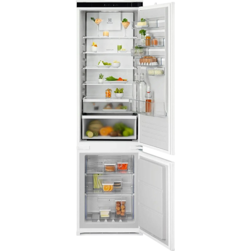 Встраиваемые холодильники  ELECTROLUX/ Холодильник комбинированный,  No Frost (морозильная камера), электронное управление, полезный объём: 269 л (207 + 62 л), перенавешиваемые двери, складная полка, полка для вина, лоток для яиц, 54x54.9x189.5 см