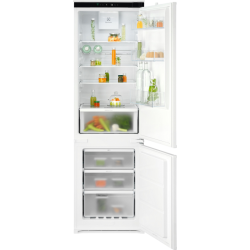 Встраиваемые холодильники  ELECTROLUX/ Холодильник комбинированный, встраиваемый, скользящие направляющие, без No Frost, сенсорное управление, полезный объём: 256 л (194 + 62 л), перенавешиваемые двери, полка для вина, лоток для яиц, 54x54.9x177.2 см, бел
