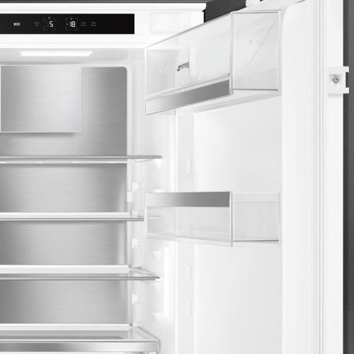 Встраиваемый холодильник Smeg/ Встраиваемый холодильник Smeg, полный NoFrost, скользящие направляющие, перенавешиваемая дверь, объем 248 л, LCD дисплей с сенсорным управлением, LED освещение, акустический сигнал при открытой дверце, световой/акустический 