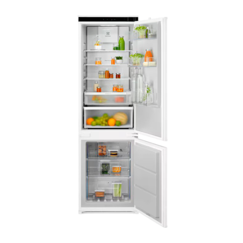 Встраиваемые холодильники  ELECTROLUX/ Холодильник комбинированный, No Frost (морозильная камера), электронное управление, полезный объём: 248 л (186 + 62 л), перенавешиваемые двери, складная полка, лоток для яиц, 54x54.9x177.9 см